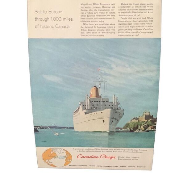 Vintage 1959 Canadian Pacific Sail to Europe Ad Advertisement - Picture 3 of 4